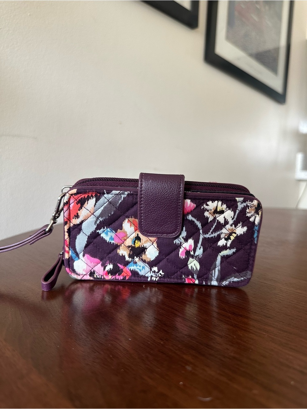 Vera Bradley Plum Quilted Floral Wristlet Wallet